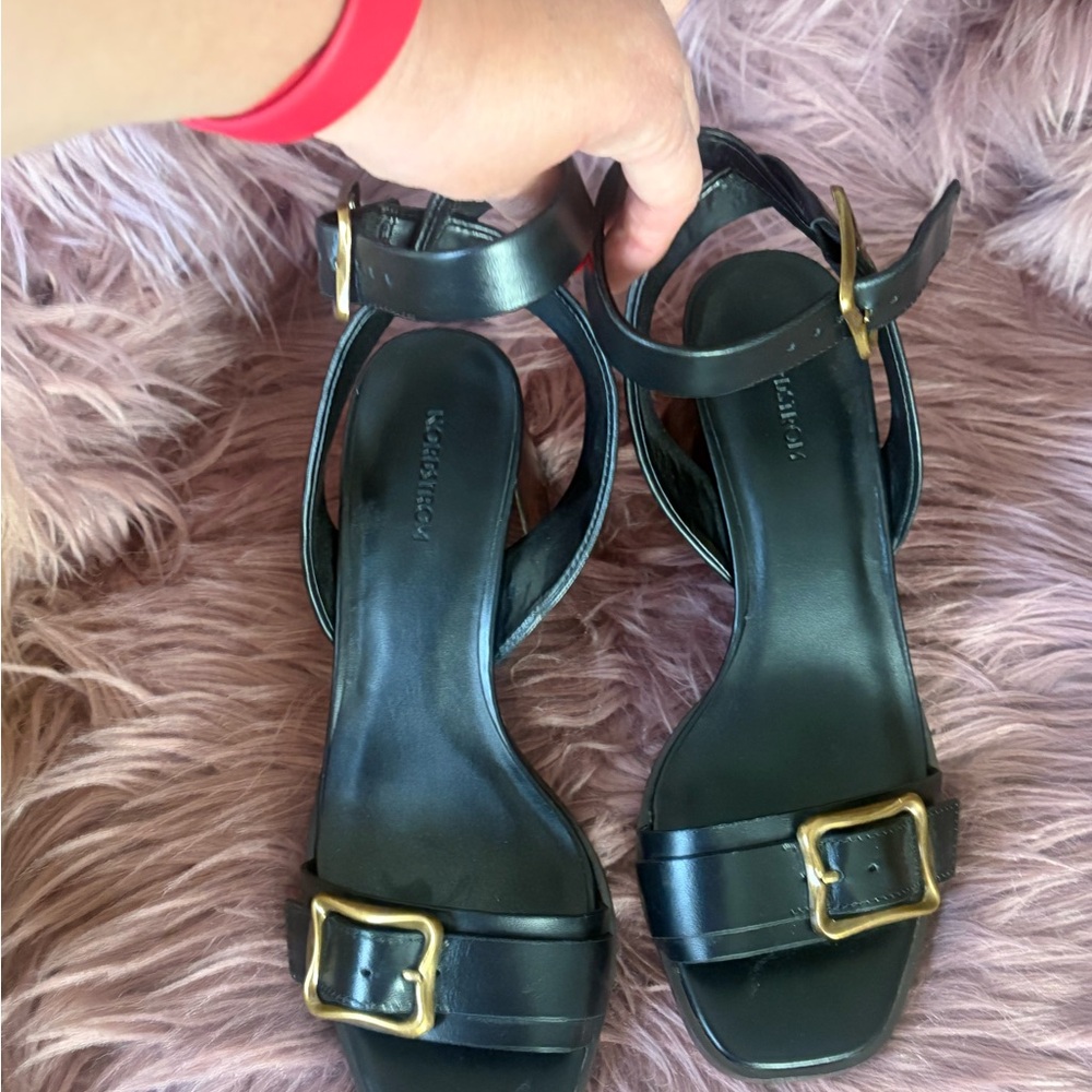 Black Heels with Gold Buckles